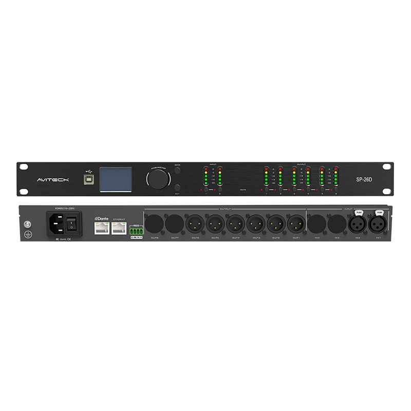 2out 6out Dante Speaker Management Processor