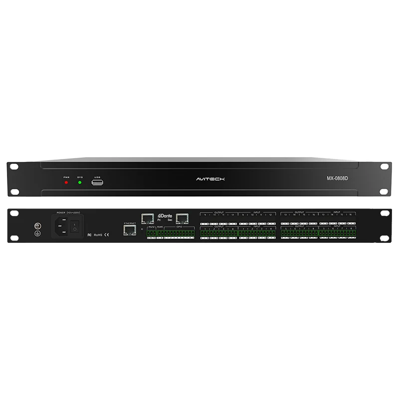 DSP Dante professionale a 8 canali